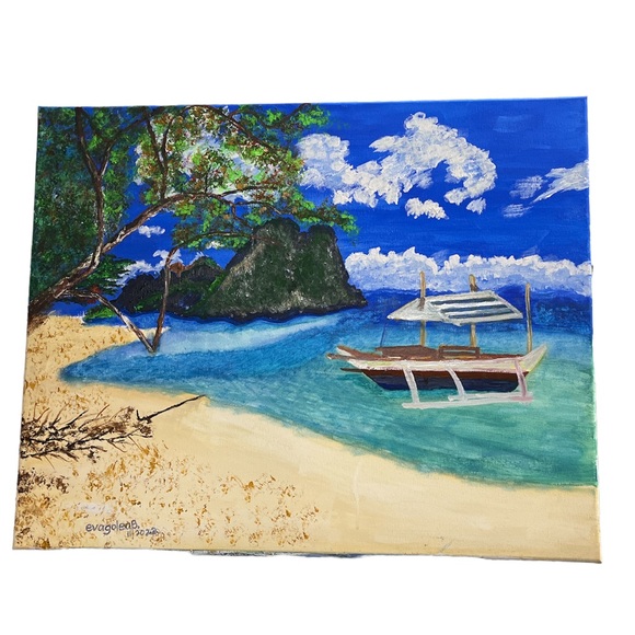 Beach hand painting- watercolor painted Nov 2022 - Picture 1 of 1